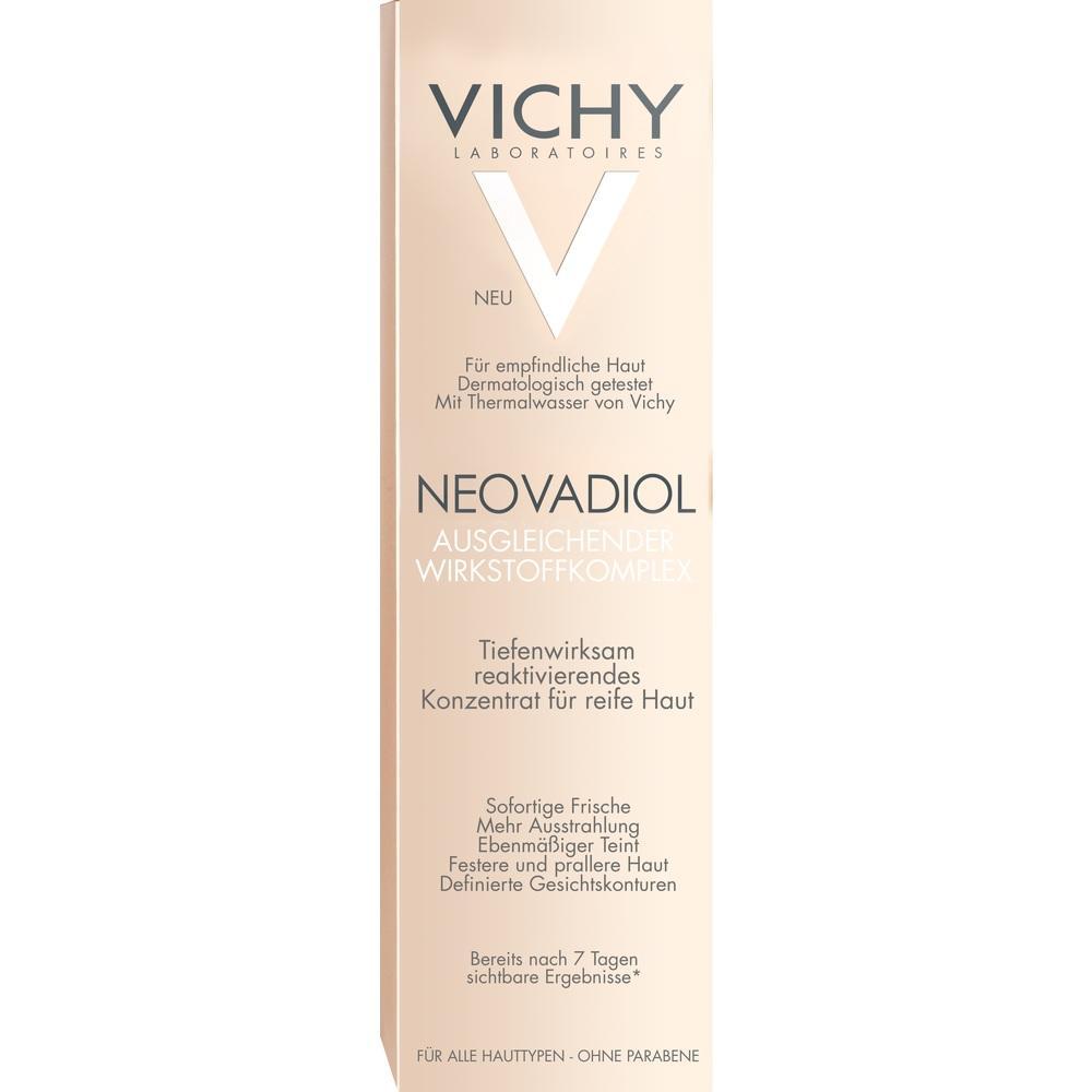 Beige Verpackung f&uuml;r Hautpflegeprodukt mit dem Namen "Neovadiol" von Vichy.