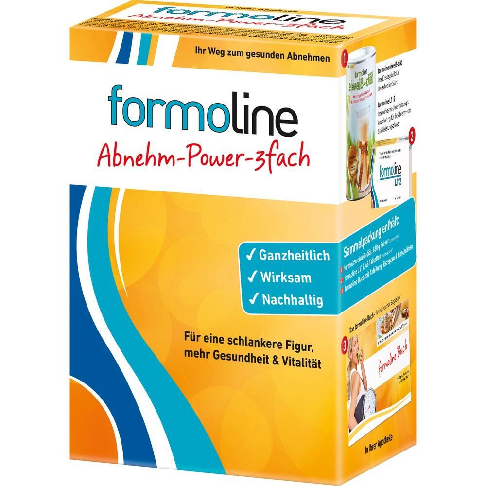Eine gelbe Schachtel mit der Aufschrift "formoline Abnehm-Power-3fach".
