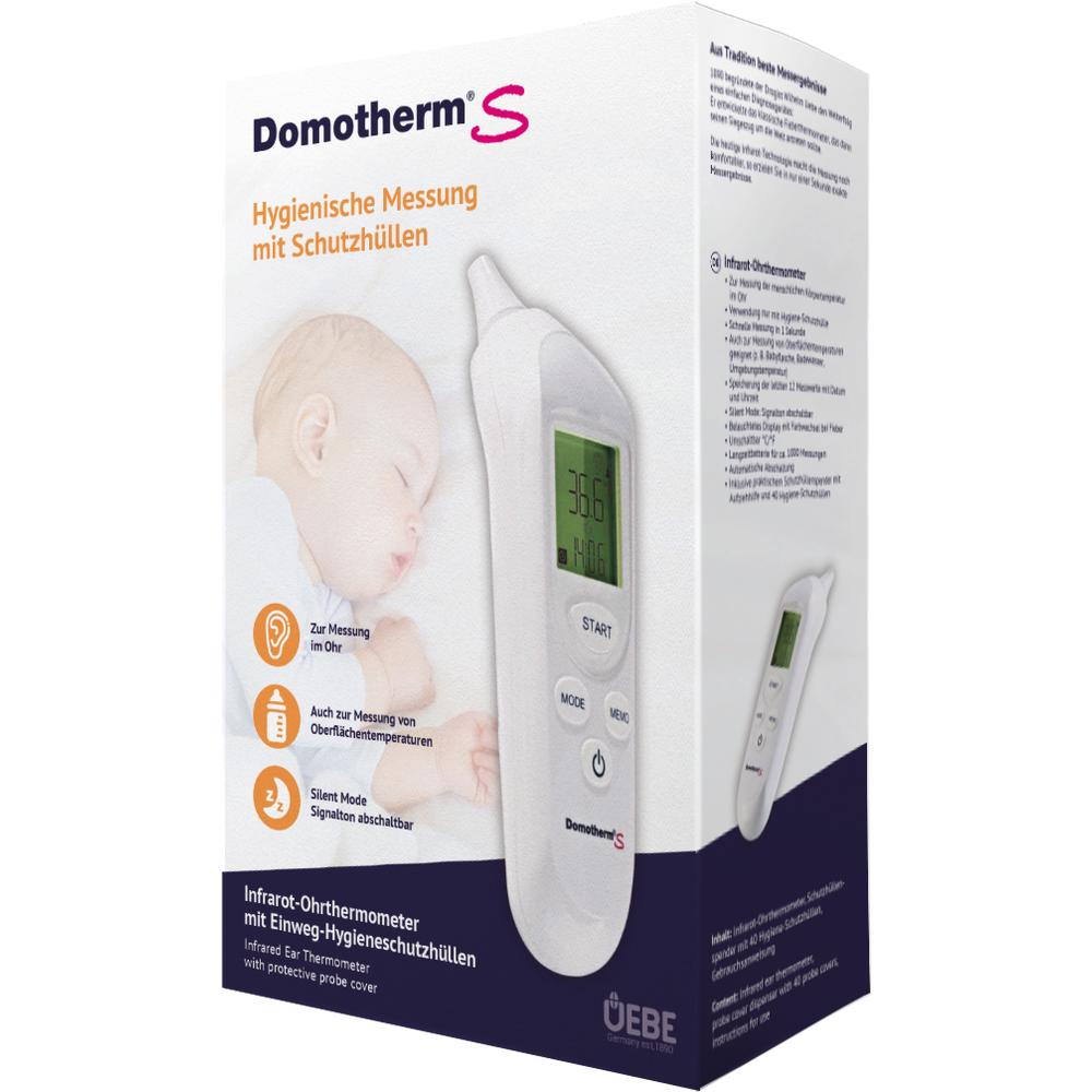 Verpackung eines Infrarot-Ohrthermometers mit schlafendem Babybild darauf.