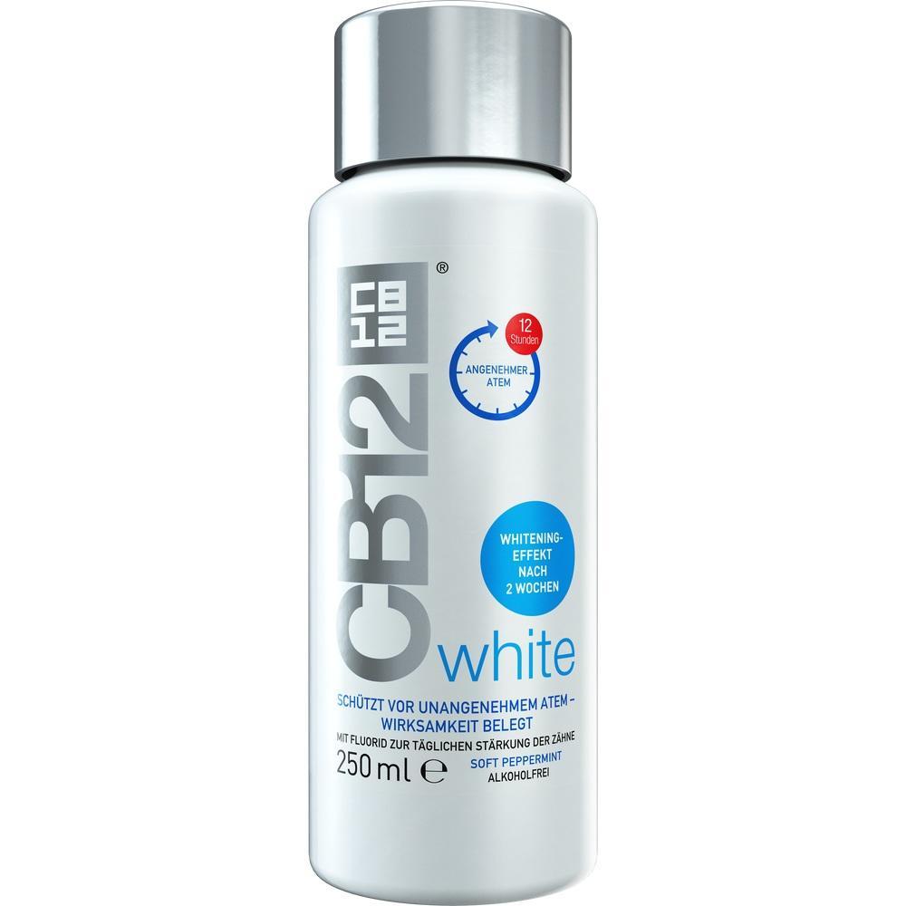 Eine Flasche Mundspülung mit der Aufschrift "CB12 White".