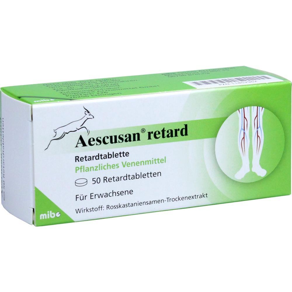 Eine Packung Aescusan-Tabletten f&uuml;r die Venengesundheit von Erwachsenen.