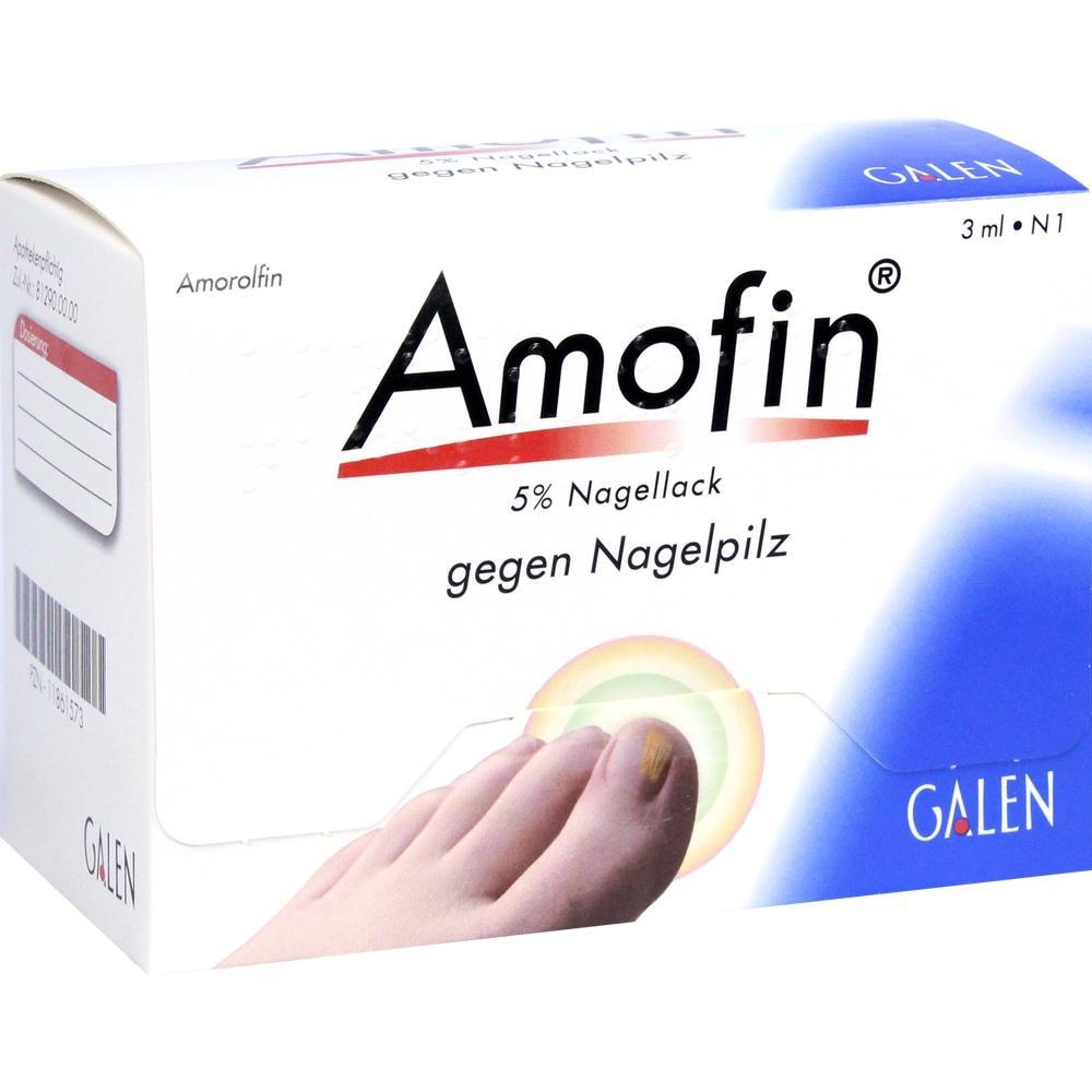Verpackung eines Nagellacks gegen Nagelpilz mit Bild eines Fußes.