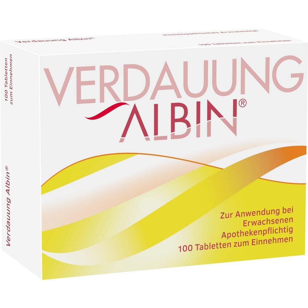 Eine Verpackung von Verdauungstabletten f&uuml;r Erwachsene namens Albin.