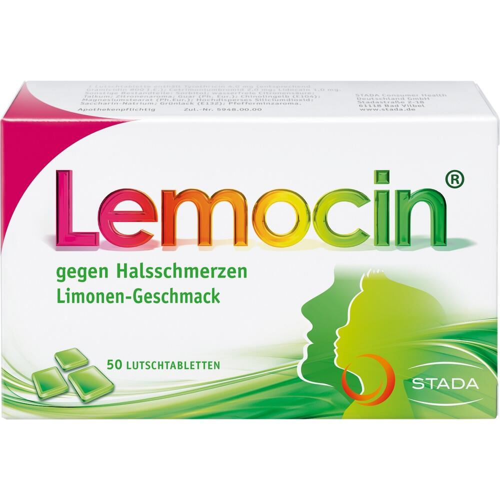 Verpackung von Halsschmerztabletten mit Limonen-Geschmack.