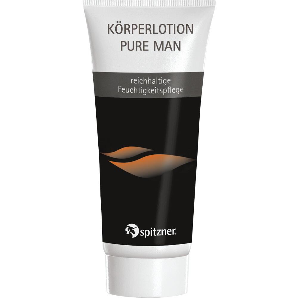 Eine schwarze Tube mit der Aufschrift "K&ouml;rperlotion Pure Man".