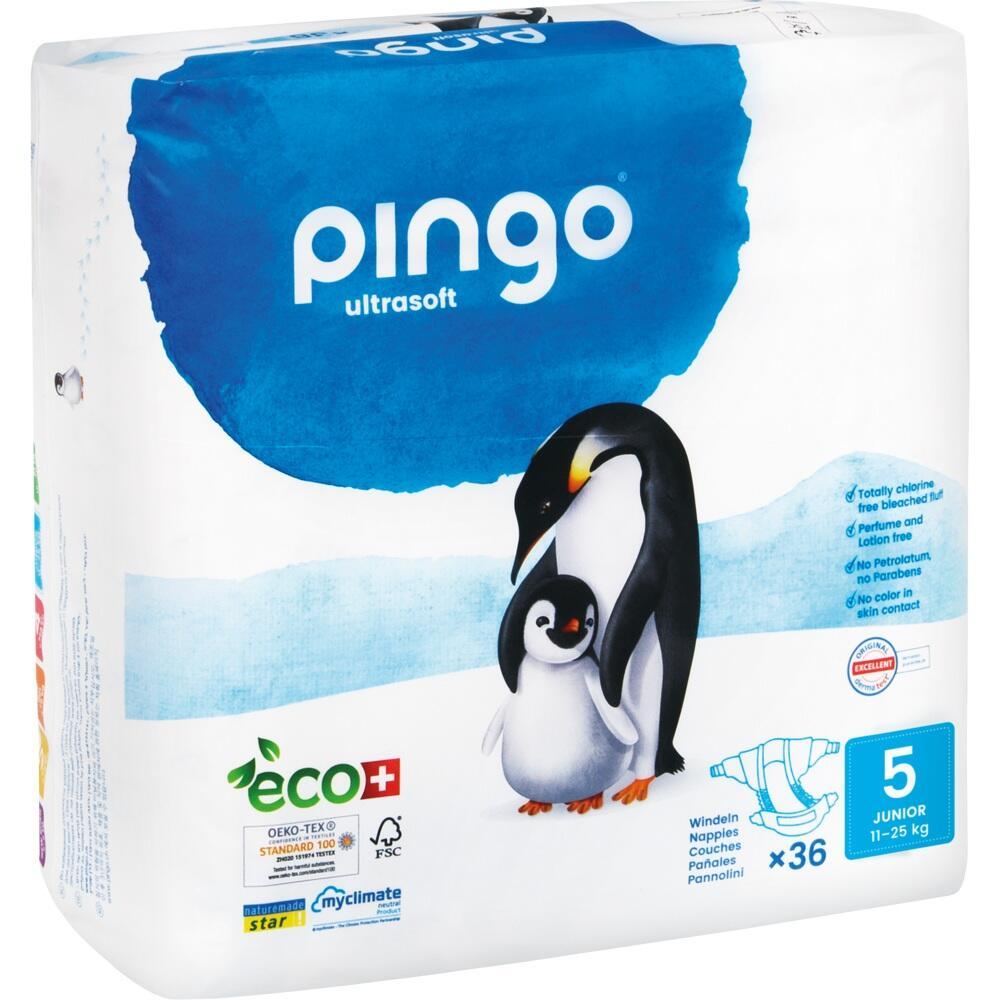 Ein Windelpaket mit Pinguinbild und blauem Logo.