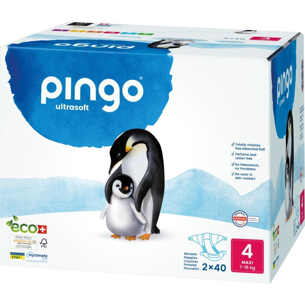 Verpackung mit einem Pinguin und einem K&uuml;ken, f&uuml;r ultramarke Windeln der Marke Pingo.