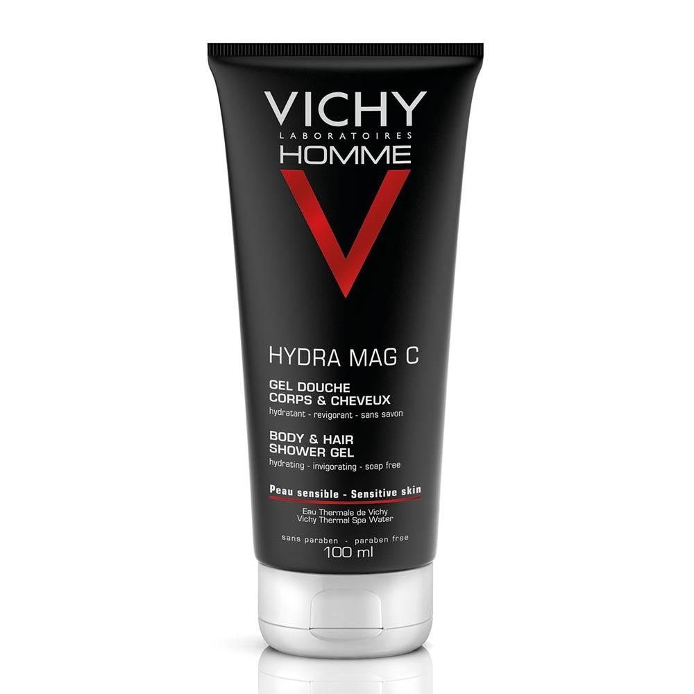 Schwarze Tube mit Vichy Homme Duschgel f&uuml;r K&ouml;rper und Haare.