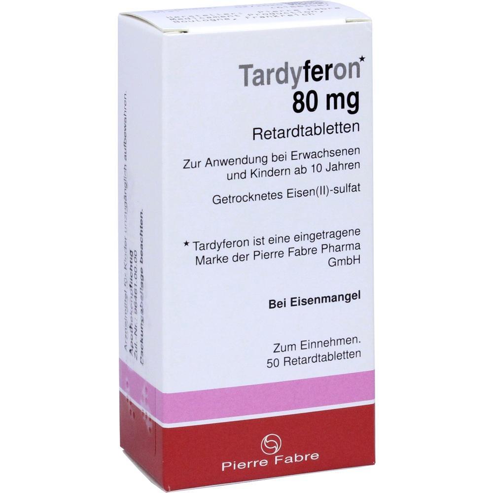 Eine Packung Tardyferon-Tabletten gegen Eisenmangel.