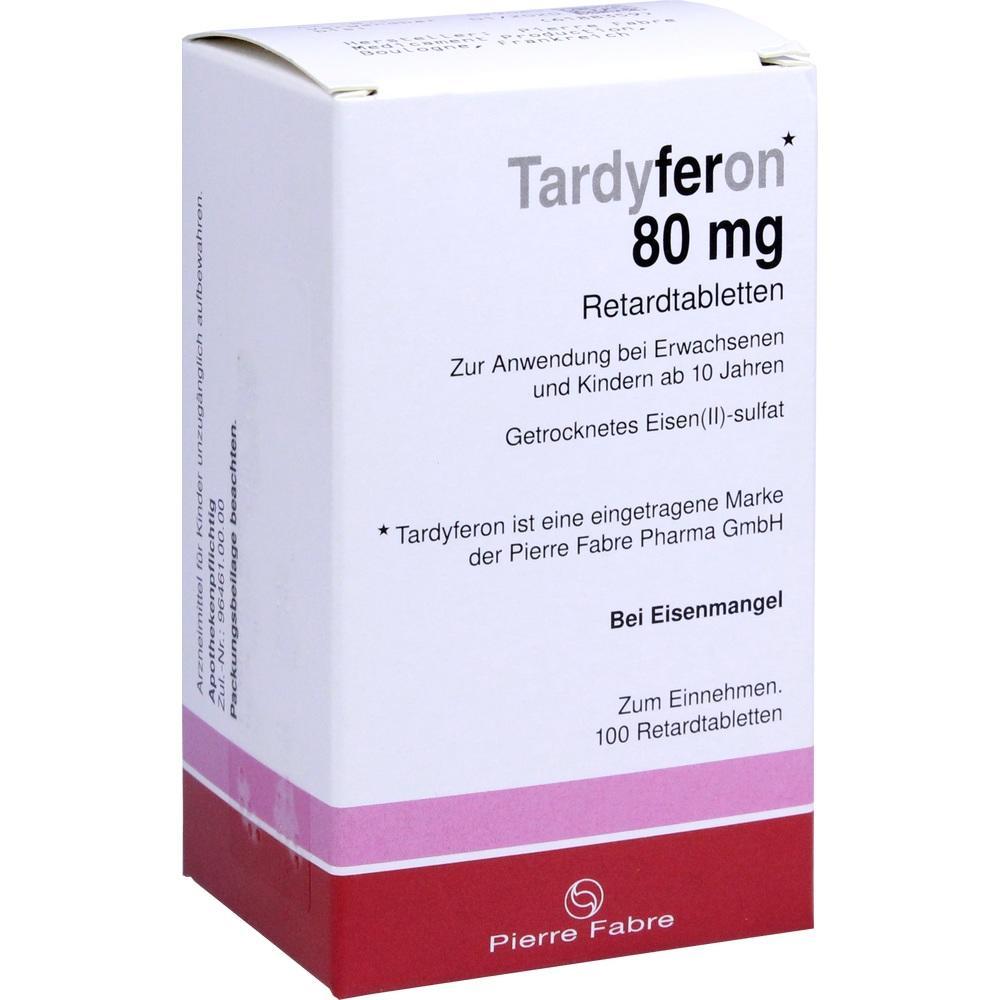 Verpackung von Tardyferon Tabletten zur Behandlung von Eisenmangel.