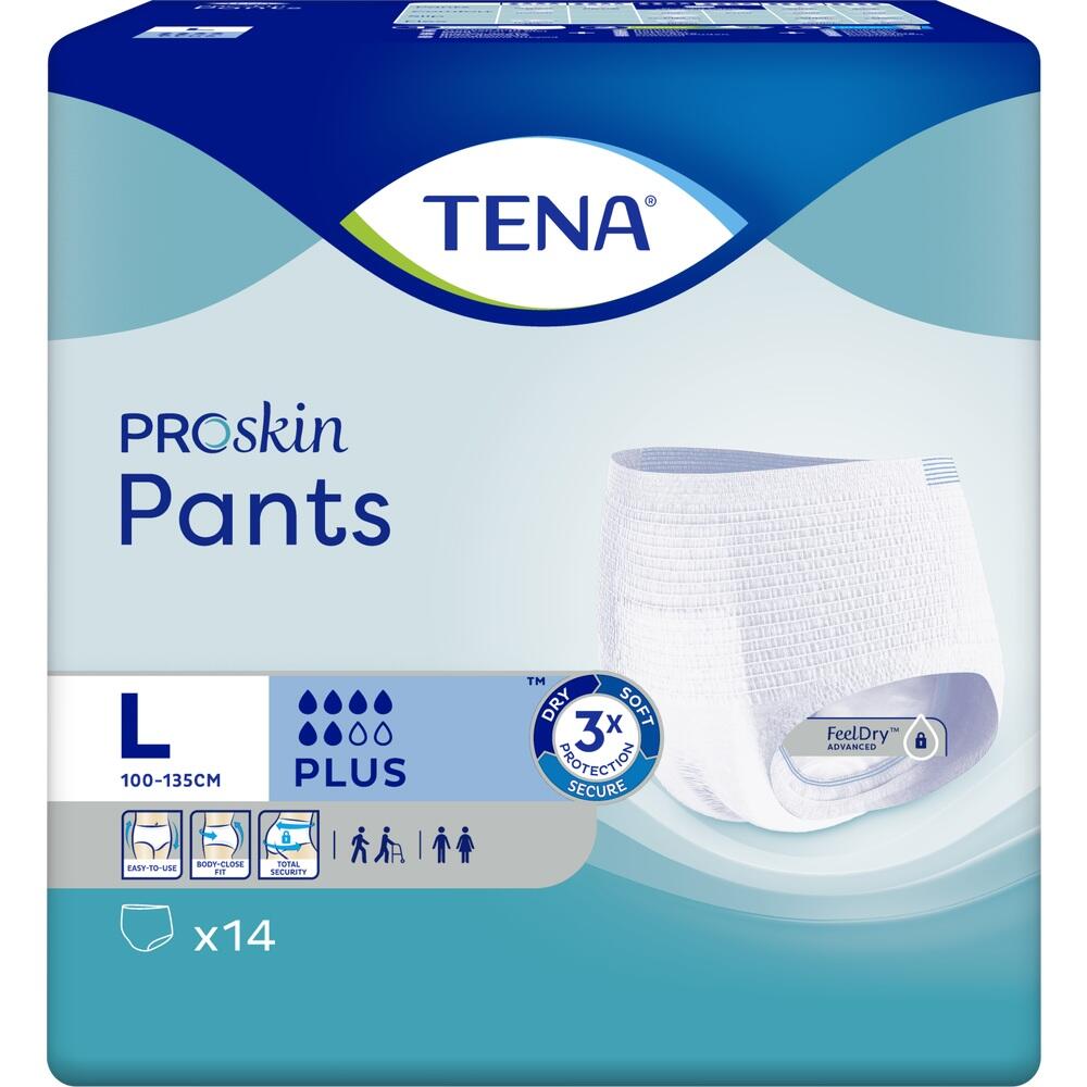 Eine Packung TENA PROskin Pants, Gr&ouml;&szlig;e L, Plus, mit 14 St&uuml;ck.