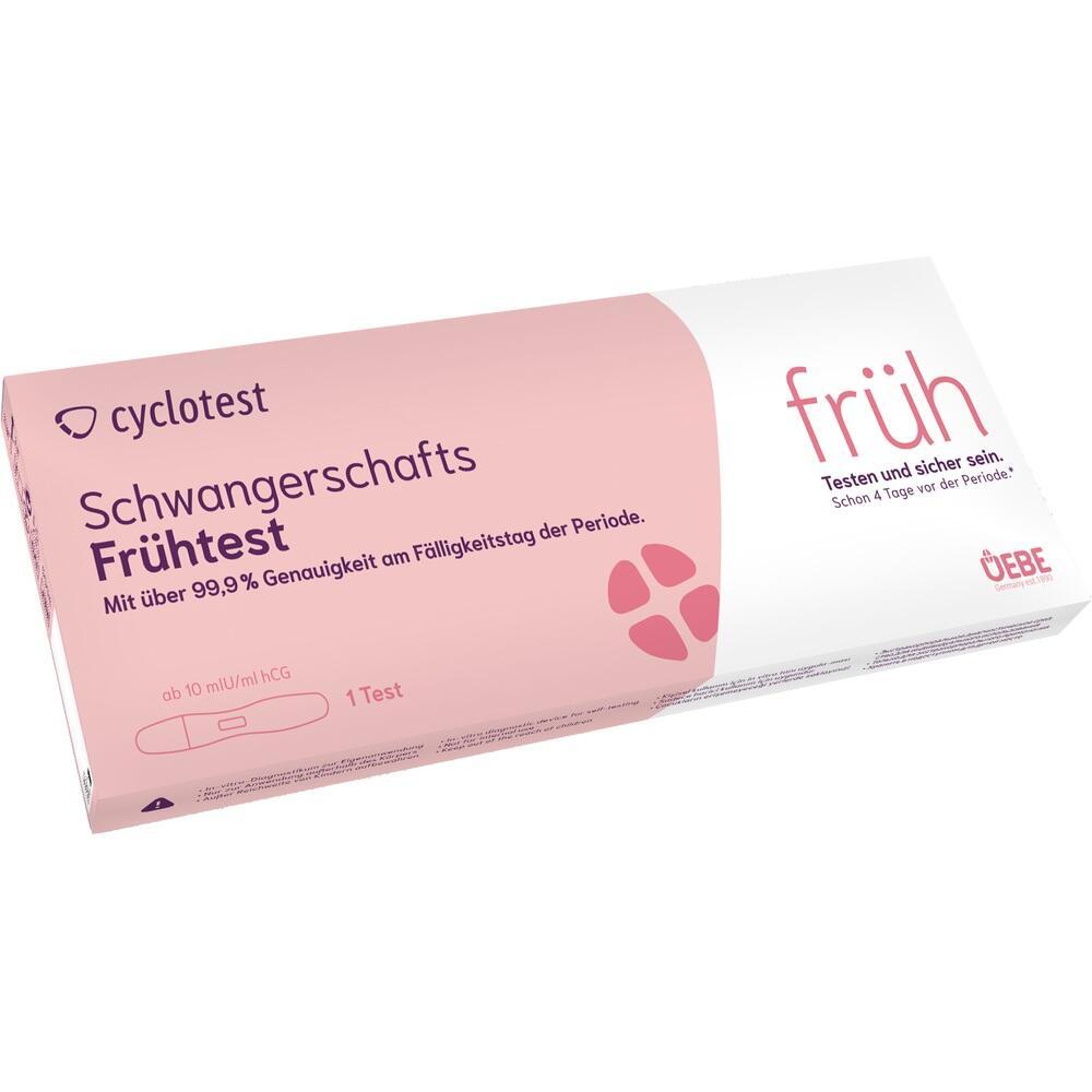 Eine Packung eines Schwangerschaftsfr&uuml;htests von Cyclotest.