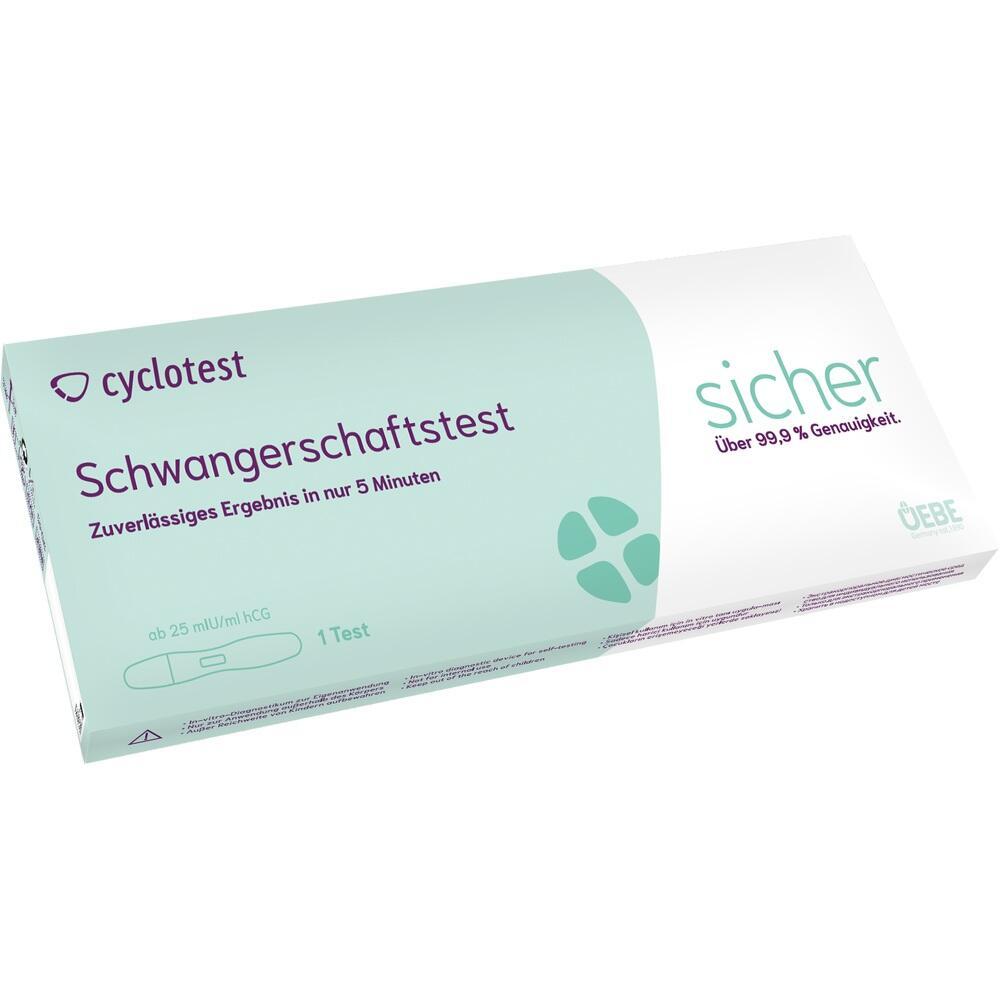 Eine Packung mit einem Schwangerschaftstest f&uuml;r schnelle Ergebnisse.