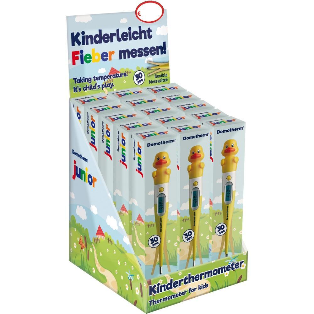 Ein Display zeigt Thermometer f&uuml;r Kinder mit einer gelben Badeente oben drauf.