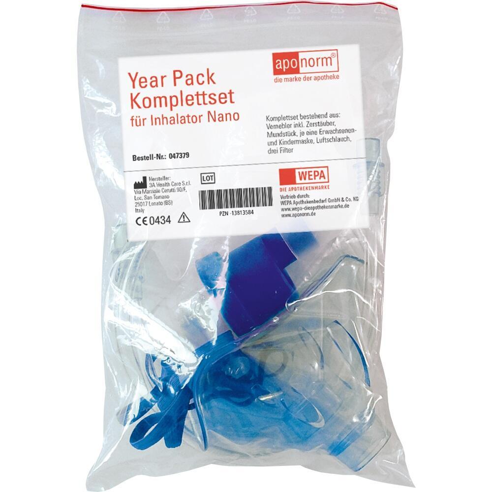 Plastikbeutel mit Zubeh&ouml;rset f&uuml;r einen Inhalator.