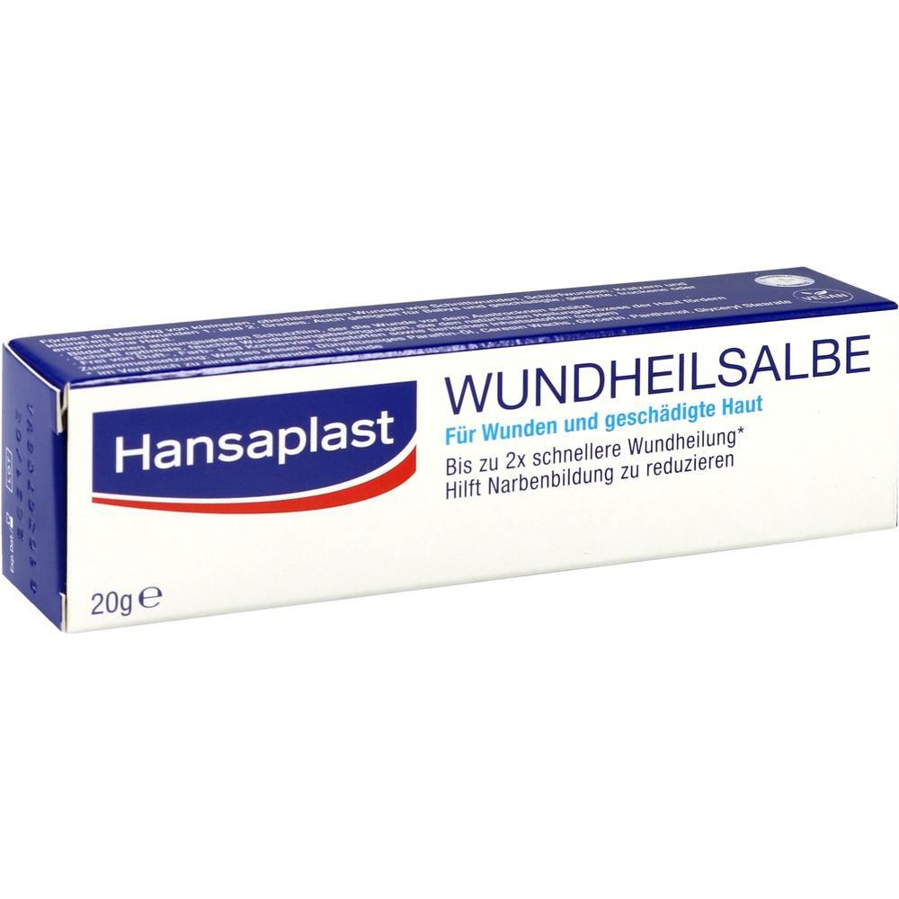 Eine Schachtel mit Wundheilsalbe von Hansaplast.