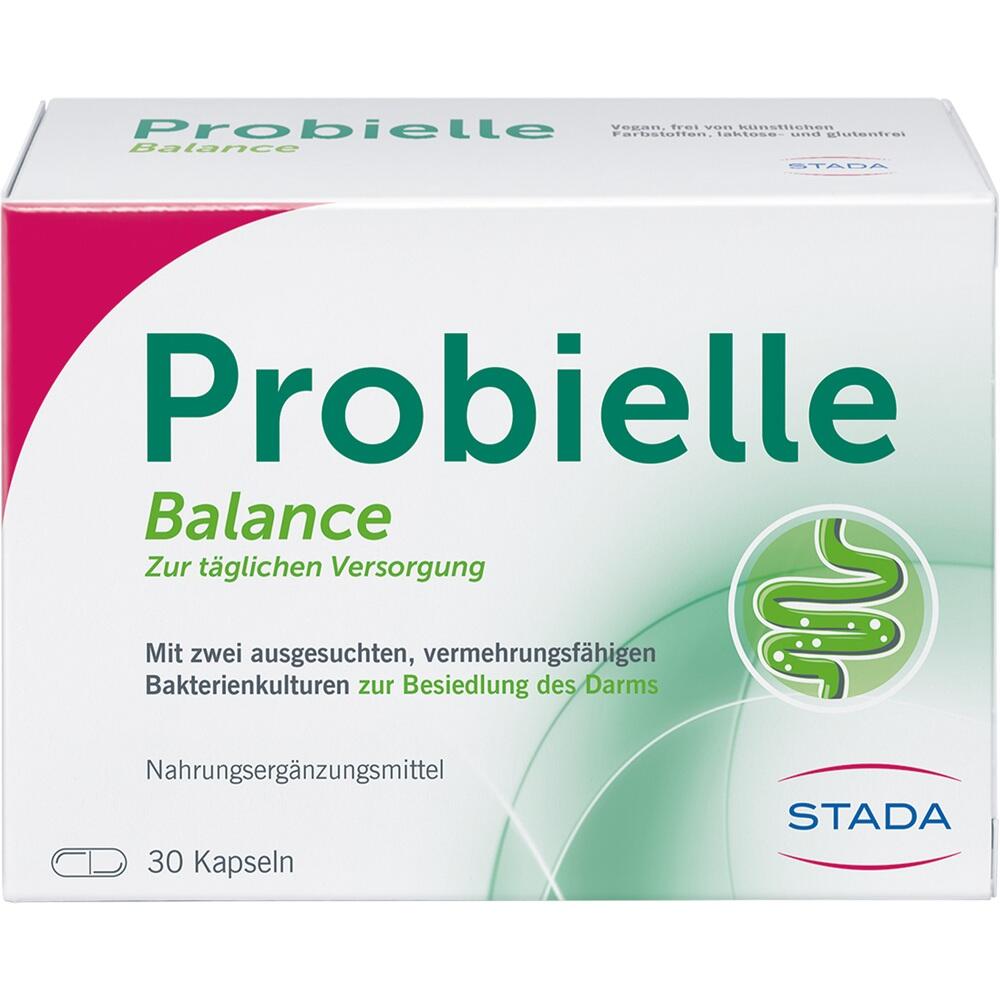 Verpackung von Probiotika-Kapseln zur Unterstützung der Darmgesundheit.