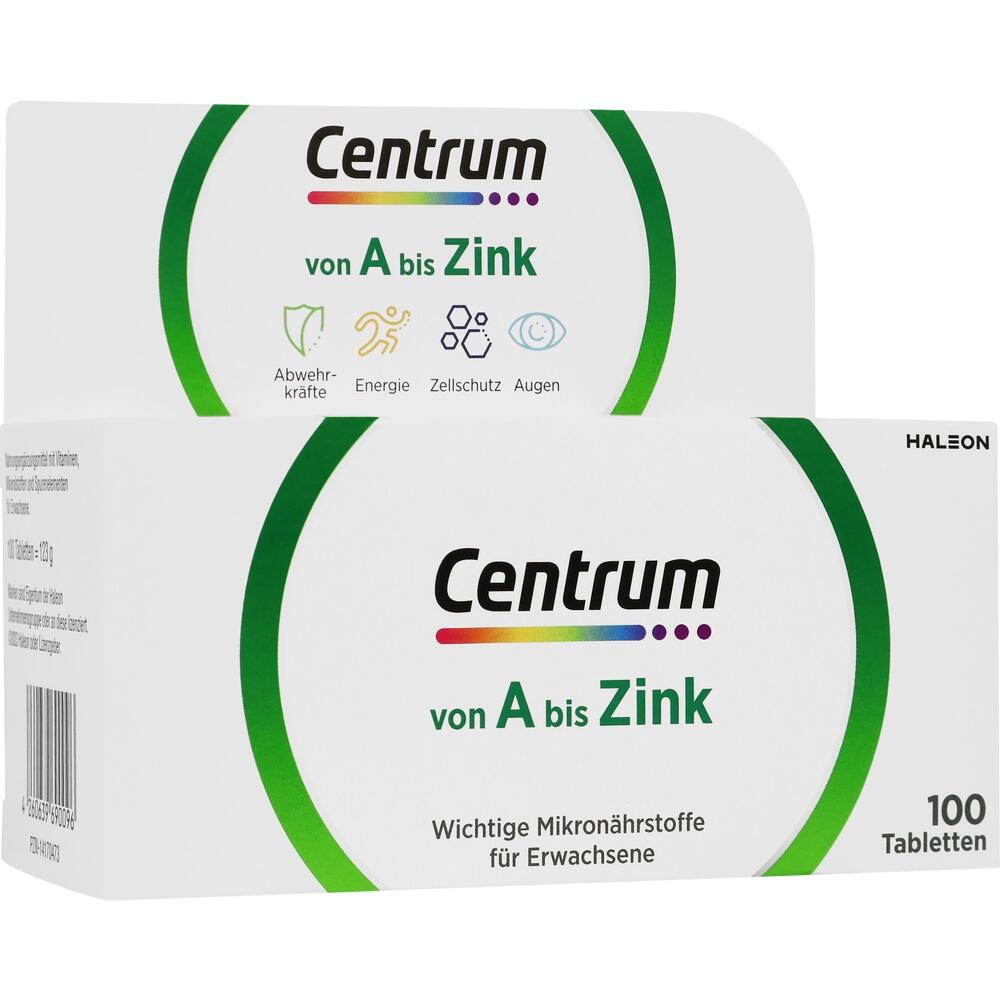 Packung von "Centrum" Vitaminen, 100 Tabletten f&uuml;r Erwachsene.