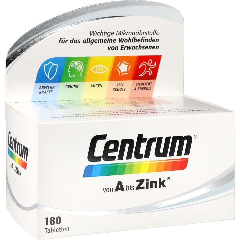Vitaminpackung von Centrum mit Symbolen f&uuml;r Gesundheit und Wohlbefinden.