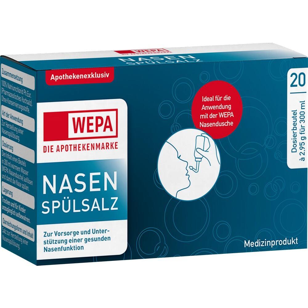 Eine Packung Nasensp&uuml;lsalz der Marke WEPA f&uuml;r die Nasenhygiene.