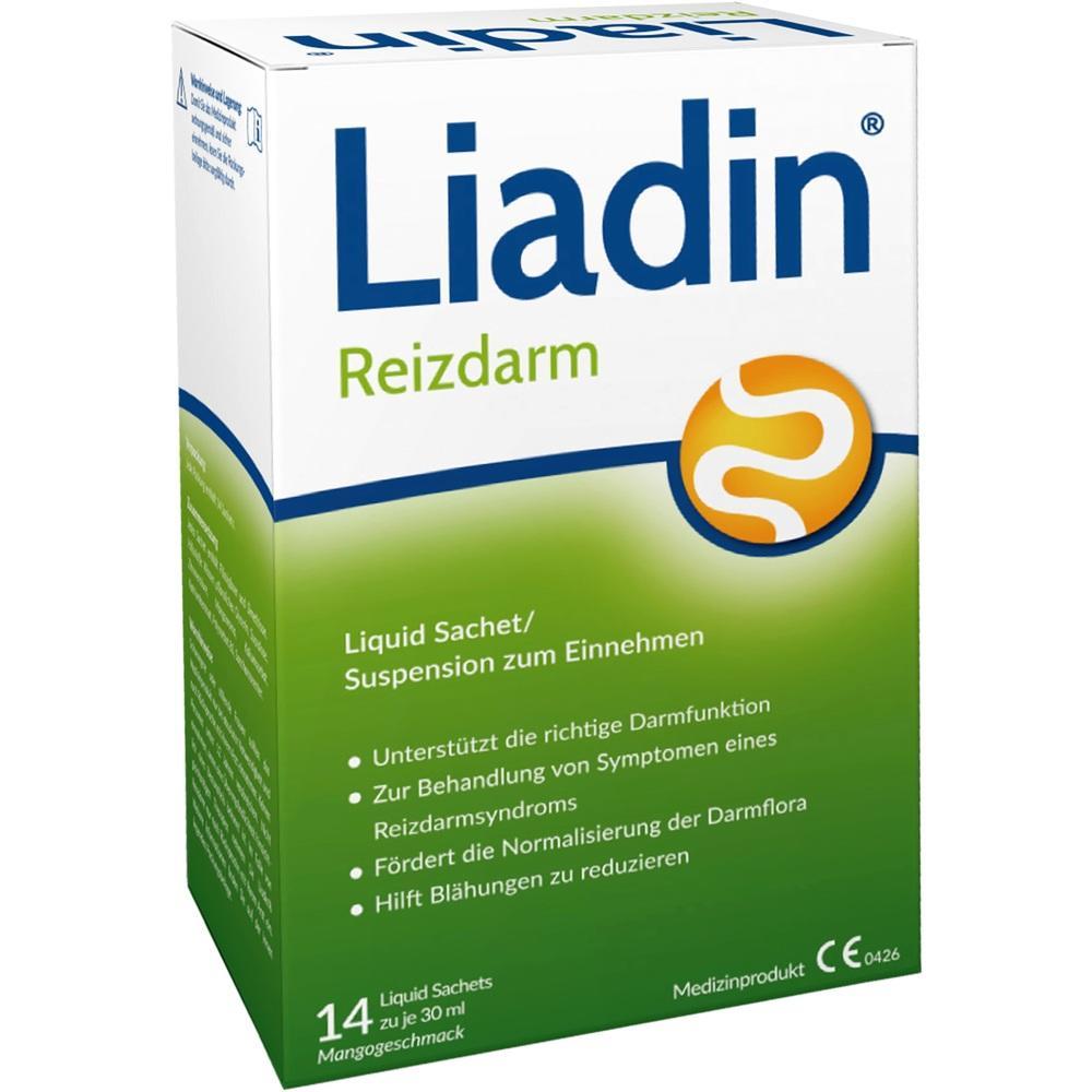 Gr&uuml;ne und wei&szlig;e Verpackung mit der Aufschrift "Liadin Reizdarm".