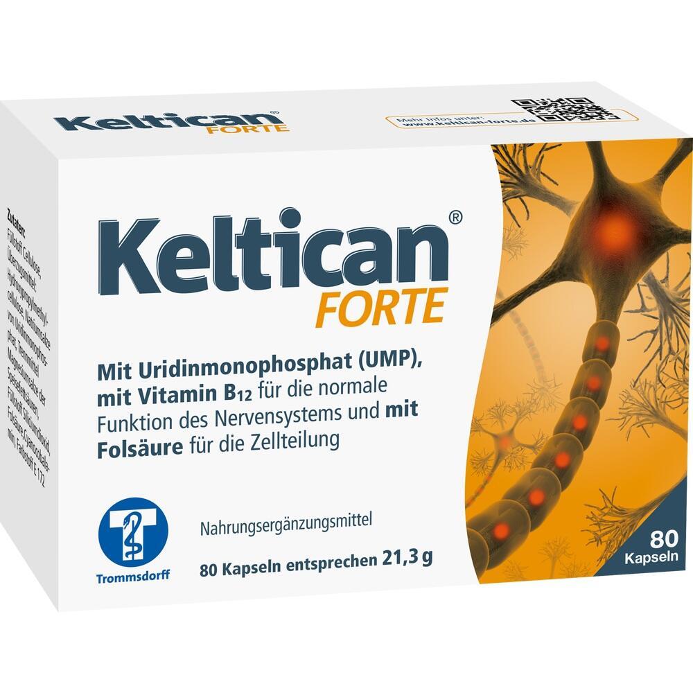 Eine Packung Keltican Forte mit 80 Kapseln als Nahrungserg&auml;nzungsmittel.
