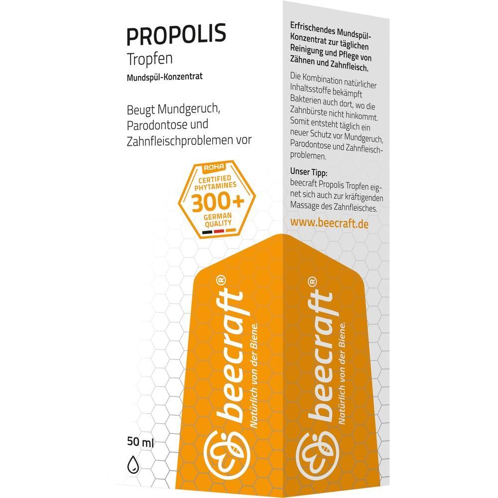 Eine Packung mit Propolis-Tropfen zur Mundpflege und gegen Mundgeruch.