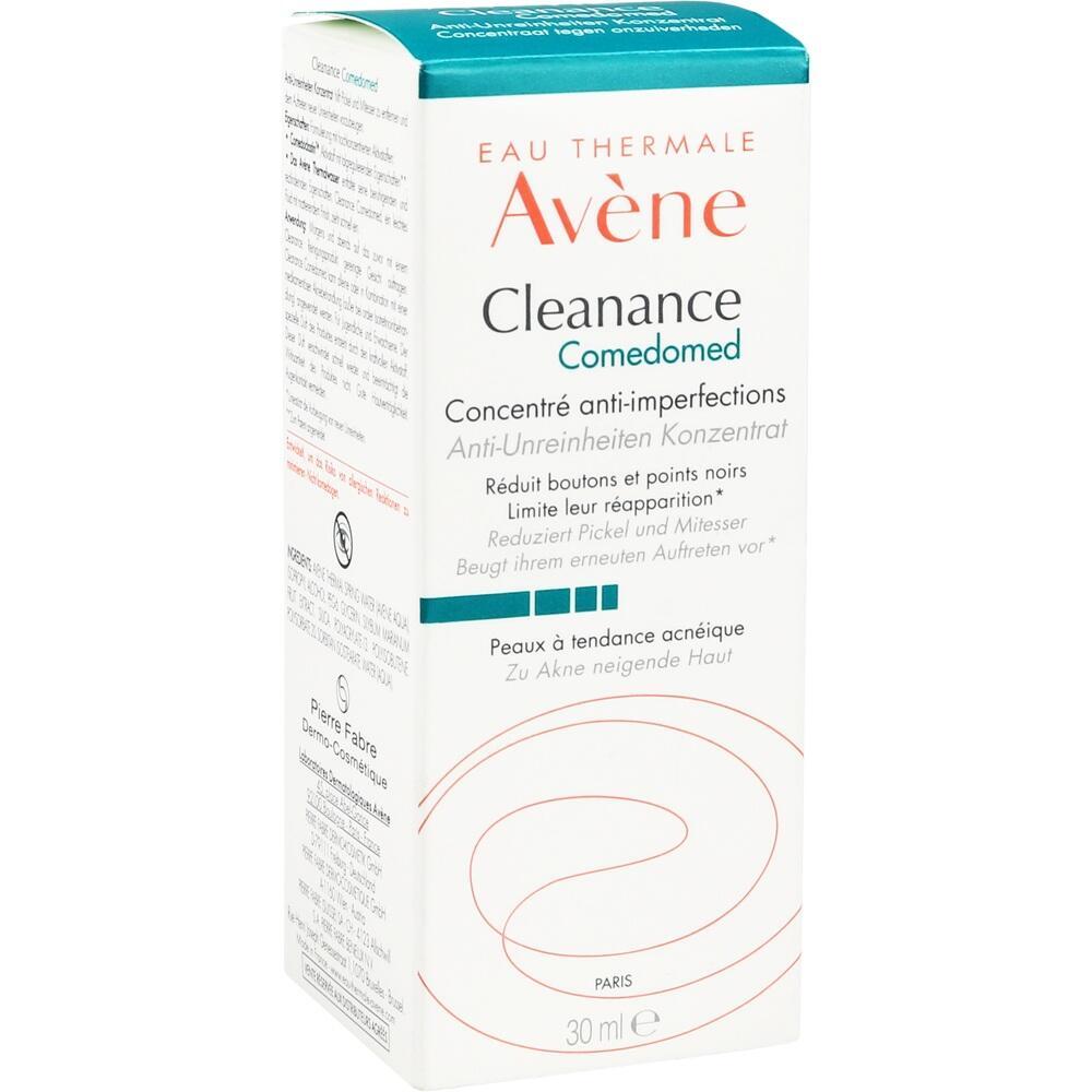 Weiße Verpackung einer Hautpflegecreme gegen Unreinheiten, Marke Avène, 30 ml.