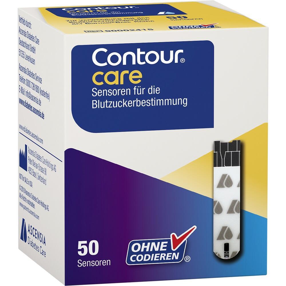 Eine wei&szlig;e Box mit Blutzuckersensoren von Contour care.