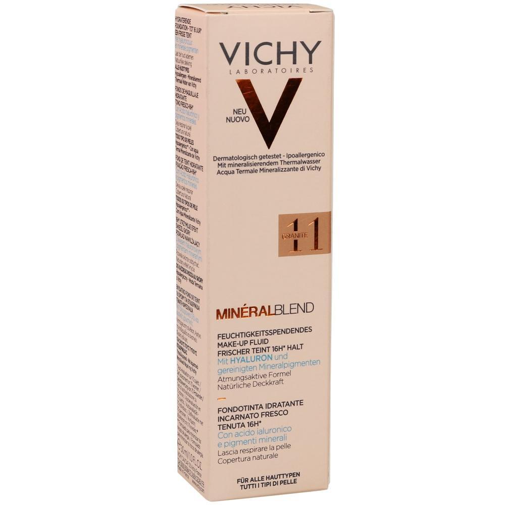 Eine beige Box mit Vichy Mineralblend Make-up-Fluid in der Farbe Granite 11.