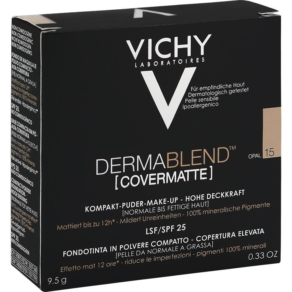 Schwarze Verpackung von Vichy Dermablend Kompakt-Puder-Make-up mit SPF 25.