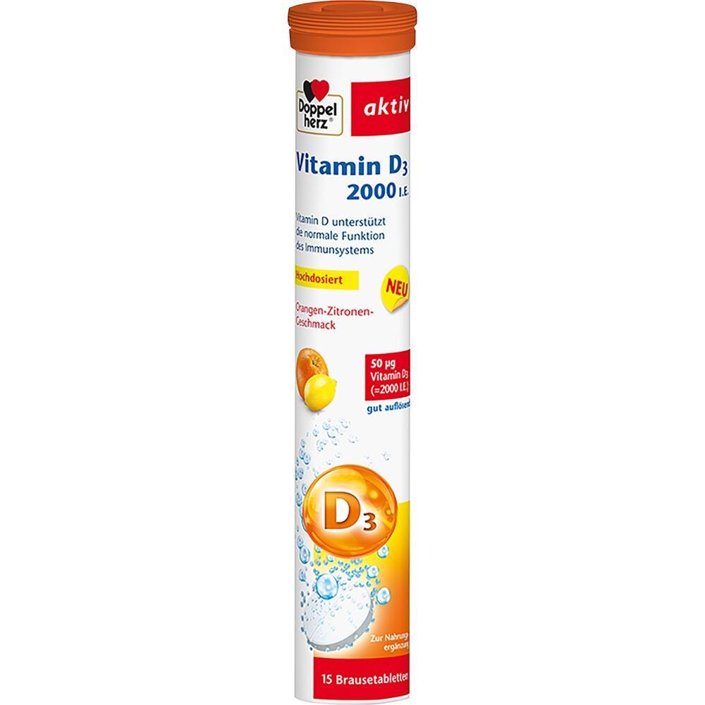 Eine Tube mit Vitamin D3 Brausetabletten mit Orangen-Zitronen-Geschmack.