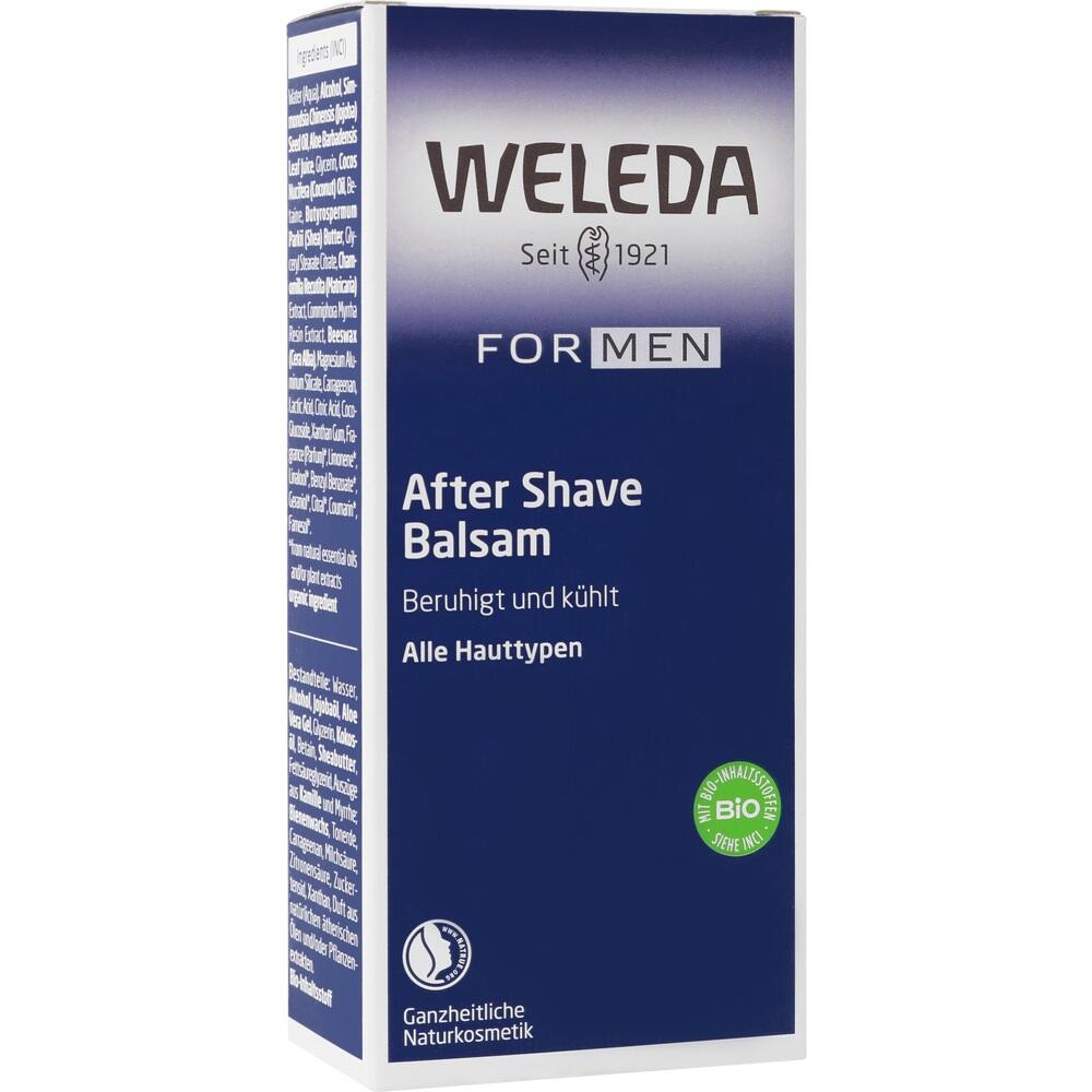Weleda After Shave Balsam für Männer in blauer Verpackung, beruhigt und kühlt alle Hauttypen.