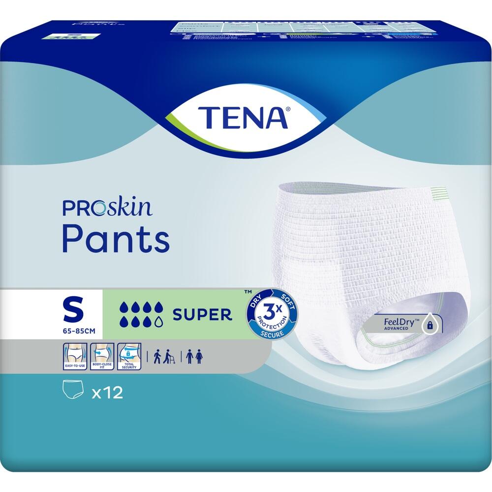 Packung mit TENA ProSkin Pants für Erwachsene in Größe S.