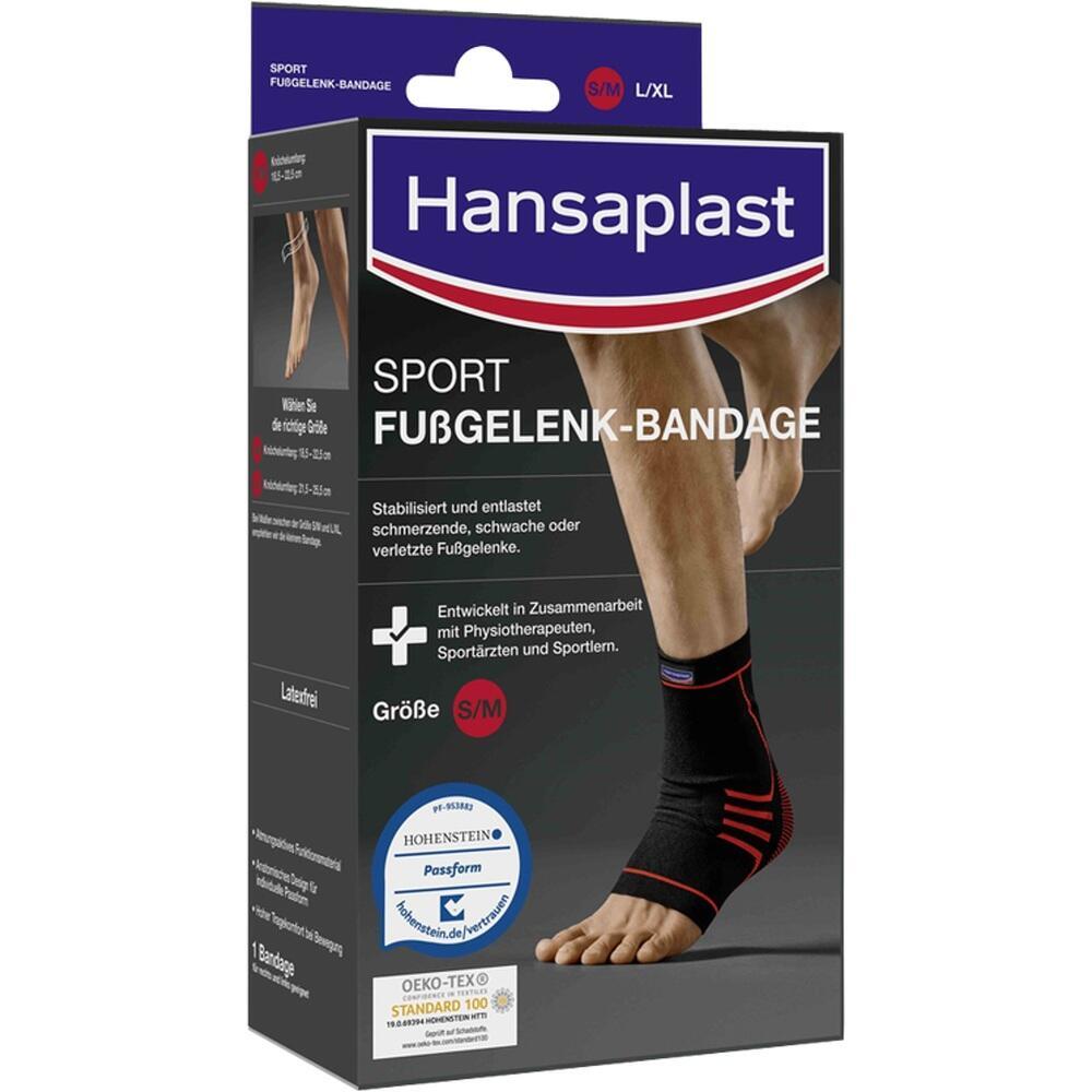 Schachtel mit einer Sport-Fußgelenk-Bandage für Stabilität und Schmerzreduktion.