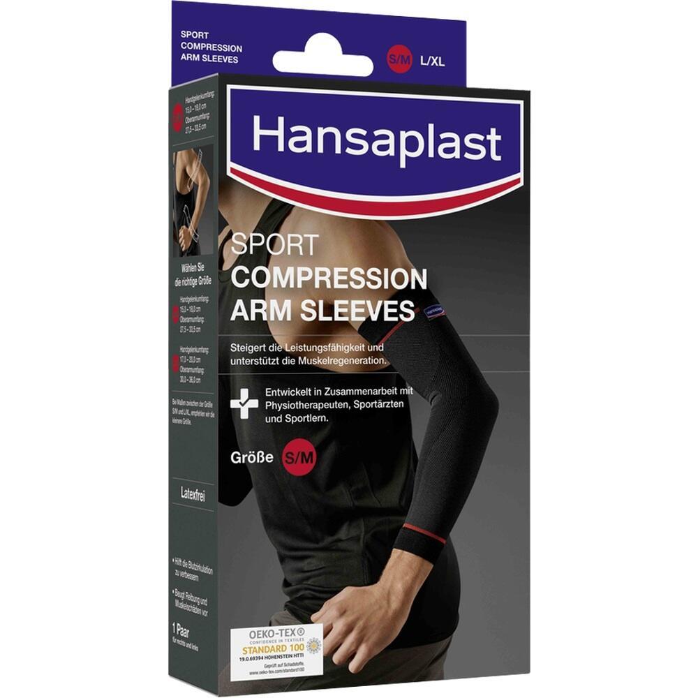 Verpackung für Hansaplast Sport-Kompressions-Armstulpen in der Größe S/M.