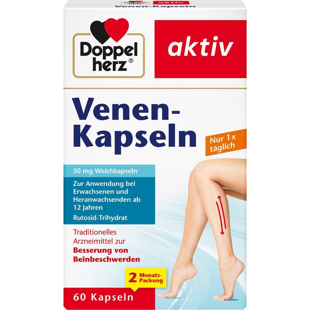 Packung Doppelherz Venen-Kapseln für Linderung von Beinbeschwerden.