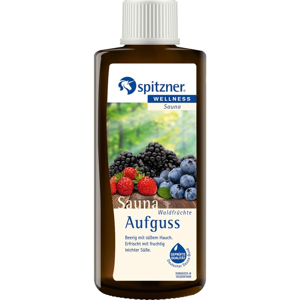 Braune Flasche mit Sauna-Aufguss, Waldfr&uuml;chte-Geschmack.