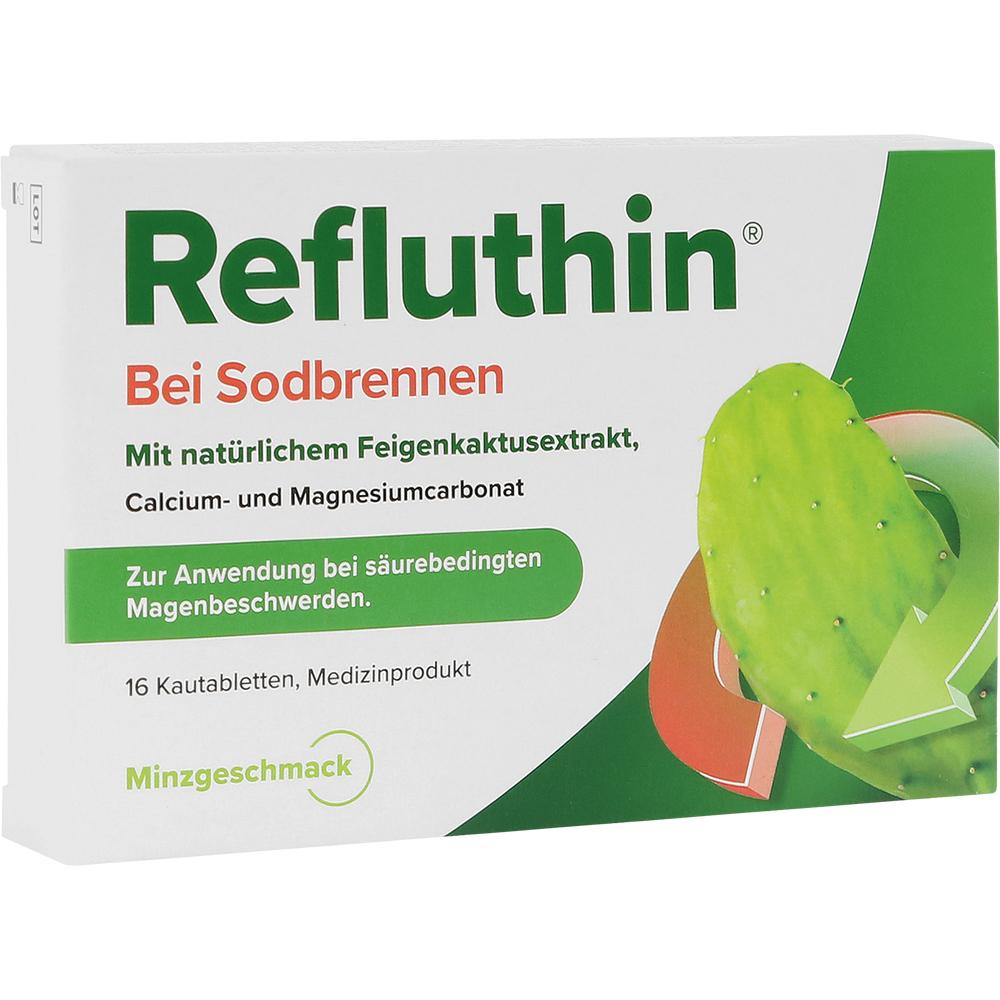 Verpackung von Kautabletten gegen Sodbrennen mit Minzgeschmack und Feigenkaktusextrakt.
