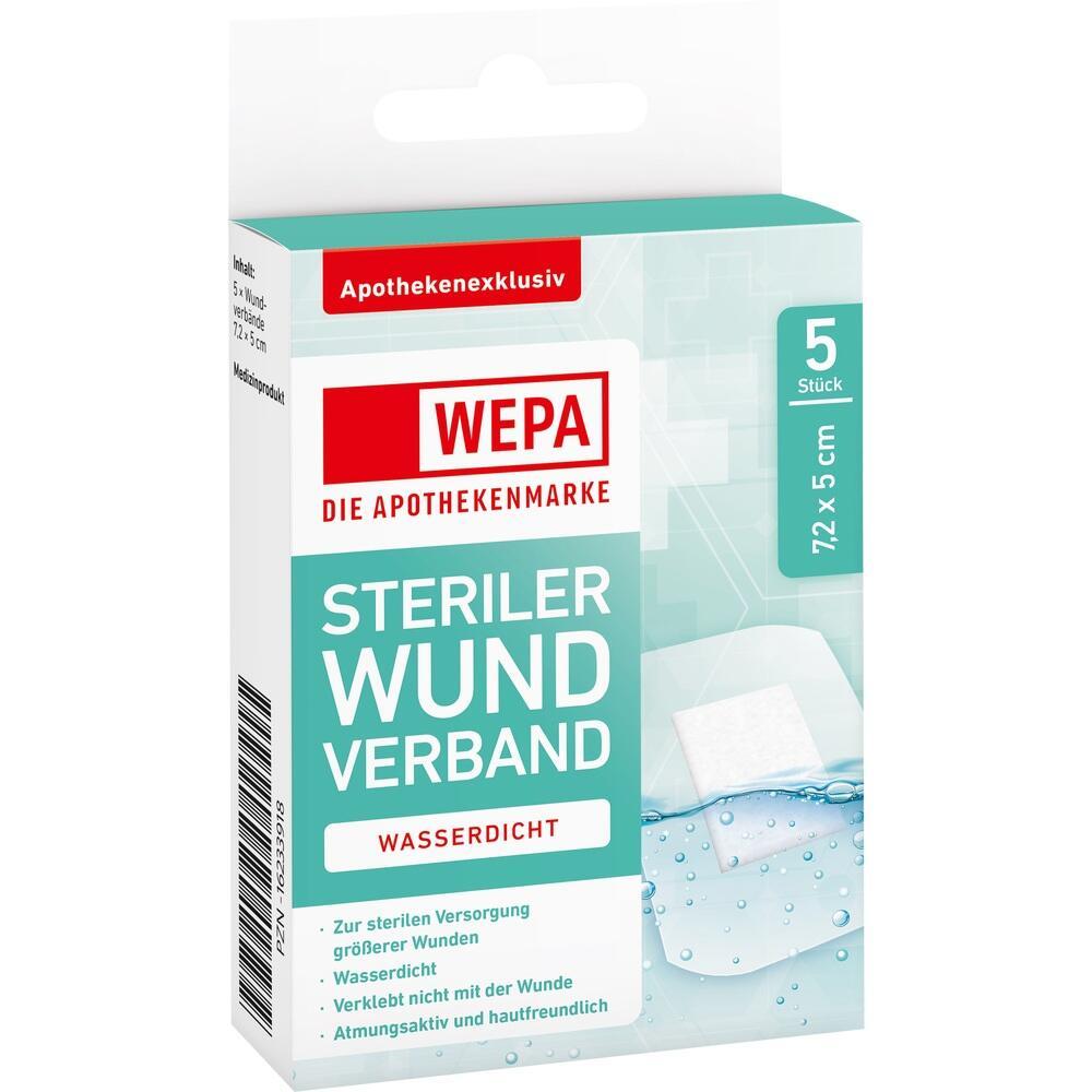 Verpackung eines wasserdichten, sterilen Wundverbands der Marke WEPA.