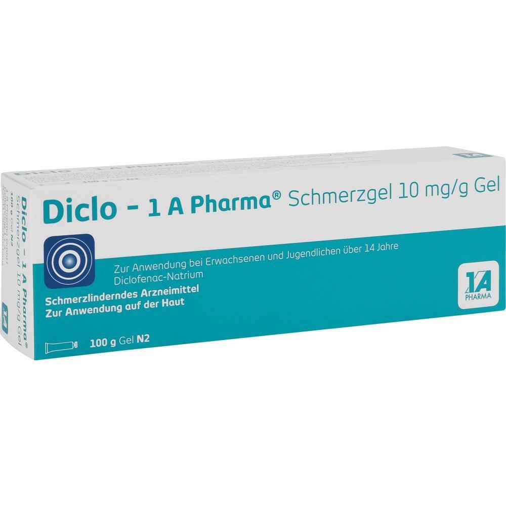 Schmerzgel-Schachtel mit 10 mg Diclofenac zur äußerlichen Anwendung.