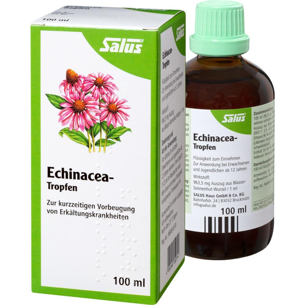 Eine Packung und Flasche mit Echinacea-Tropfen zur Erk&auml;ltungsvorbeugung.