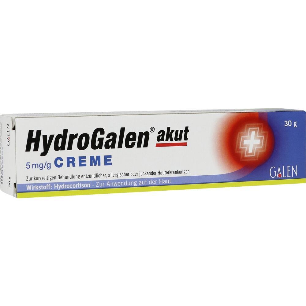 Eine Schachtel mit HydroGalen akut Creme zur Hautbehandlung.