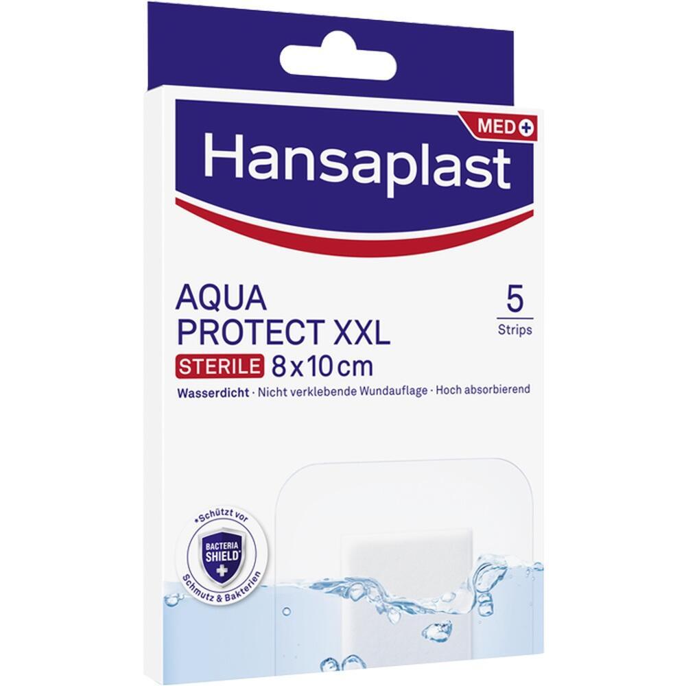Eine Packung wasserfeste Pflaster von Hansaplast in Größe XXL.