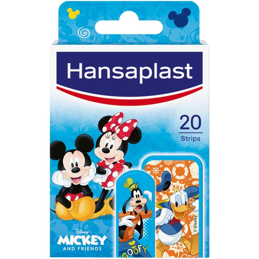 Eine Packung Pflaster mit Disney-Figuren auf blauem Hintergrund.