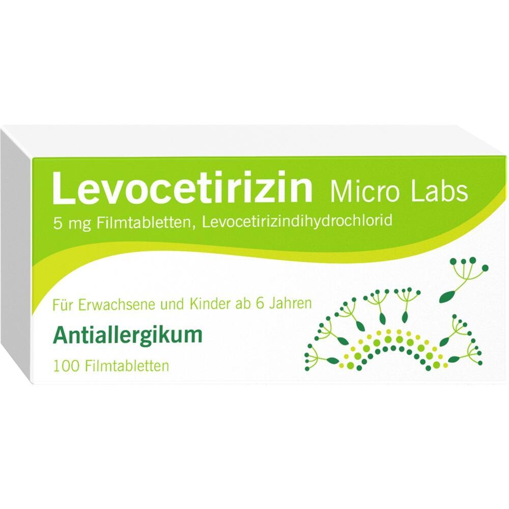 Packung von Levocetirizin-Tabletten gegen Allergien für Erwachsene und Kinder ab 6 Jahren.