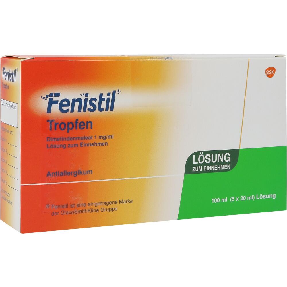 Eine Packung Fenistil Tropfen gegen Allergien.