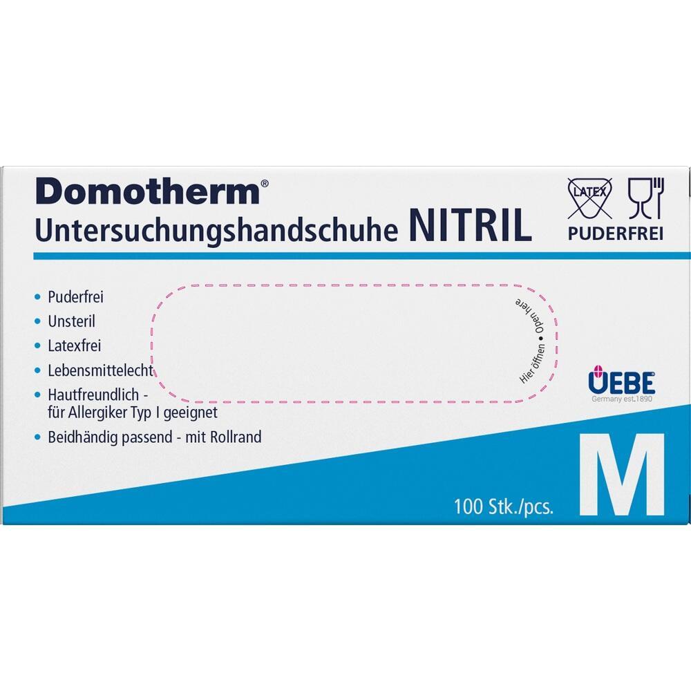 Schachtel mit 100 blauen Nitrilhandschuhen in Gr&ouml;&szlig;e M, puderfrei und hautfreundlich.