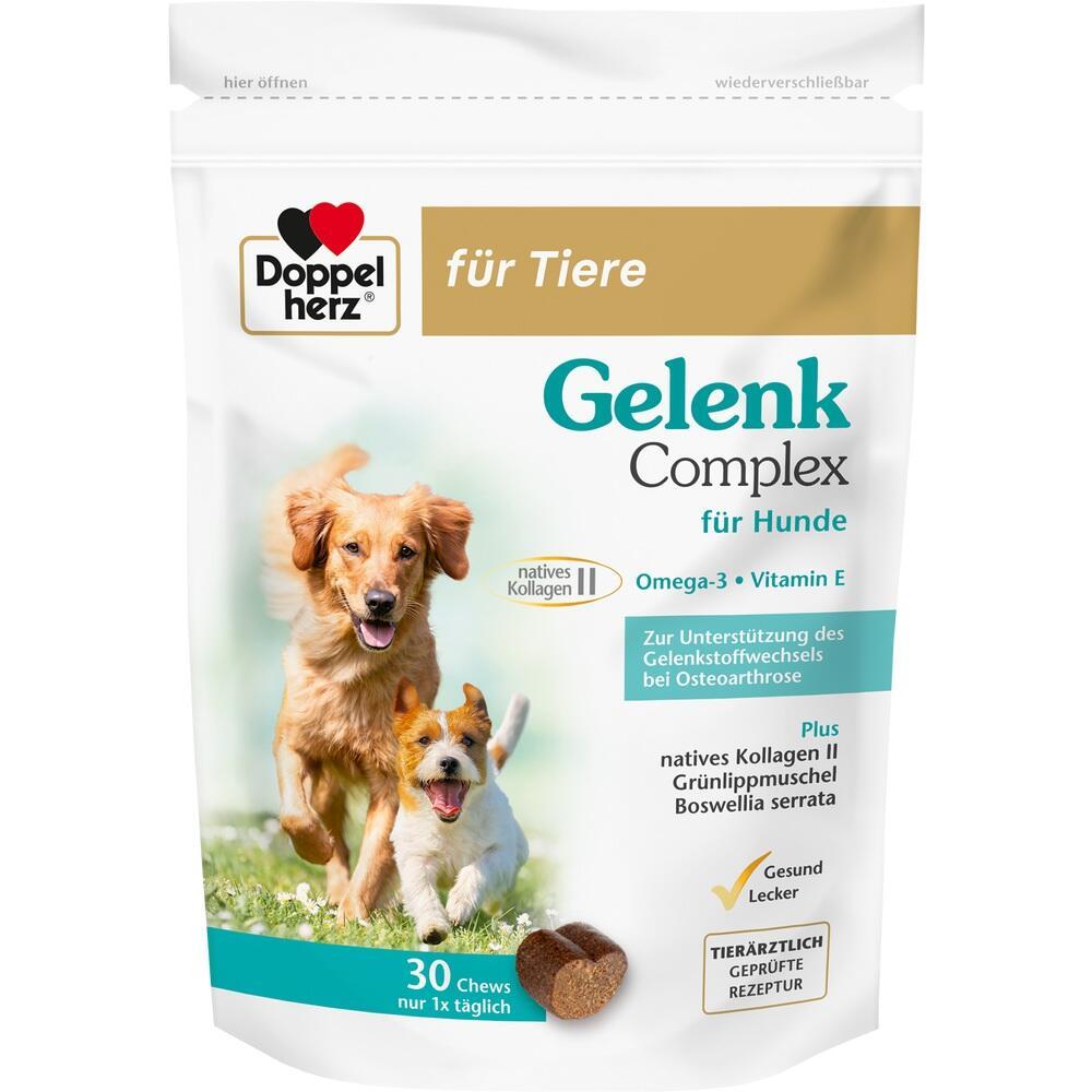 Verpackung von Gelenk-Komplex für Hunde mit zwei fröhlichen Hunden vorne drauf.