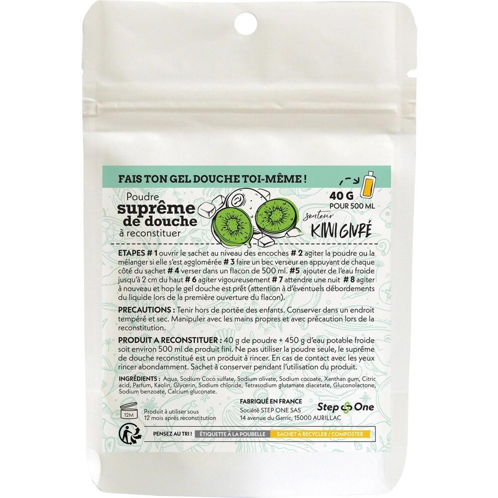 T&uuml;tchen mit Kiwi-Duftpulver zum Selbermachen von Duschgel.